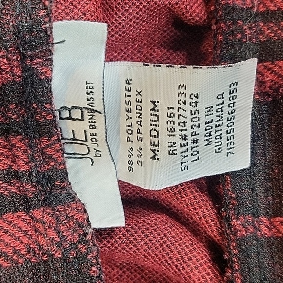 JOE B Medium Red Plaid Elastic Waistband Mini Skirt Faux Zipper Pockets - Picture 4 of 5